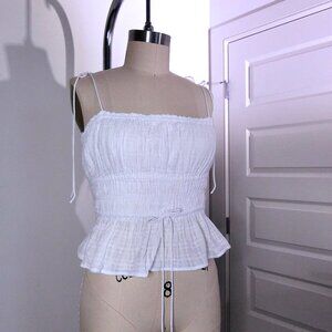 J.Crew Clio Boho Smocked Gauze Tank Top Size M White